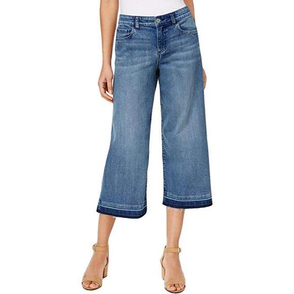 Style & Co Light Released-Hem Denim Culotte Jean Cutt offs Size 10 - Picture 3 of 3